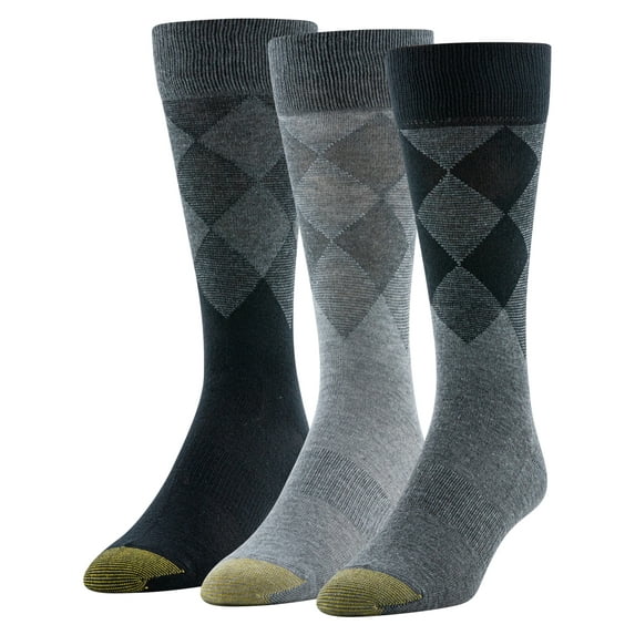 GOLDTOE Edition Mens Diamond Border Crew Socks, 3-Pack
