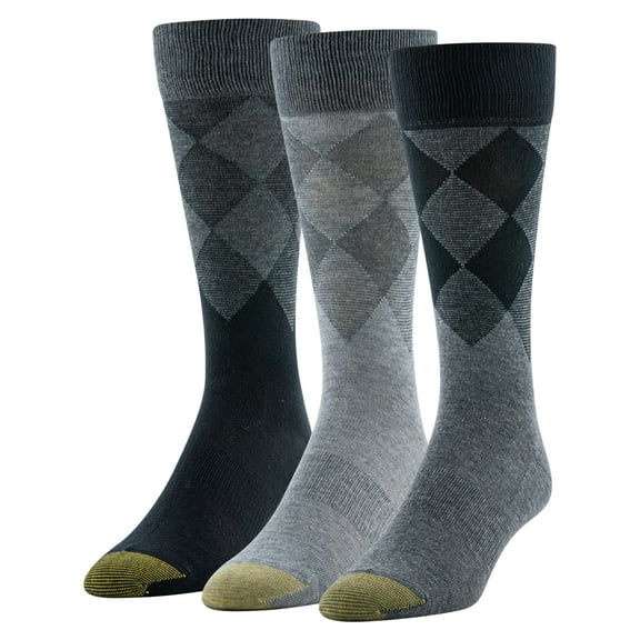 GOLDTOE Edition Mens Diamond Border Crew Socks, 3-Pack