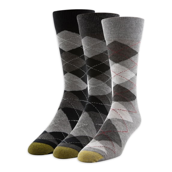 GOLDTOE Edition Mens Dress Argyle Crew Socks, 3-Pack