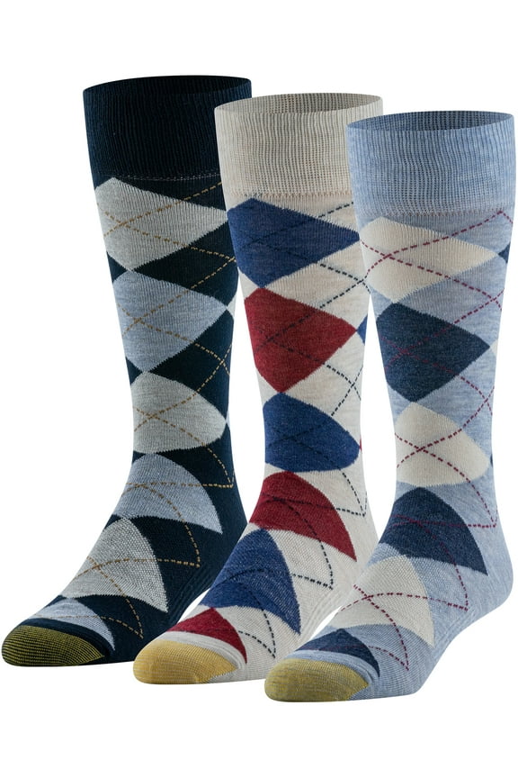 Edition Mens Dress Argyle Crew Socks, 3-Pack