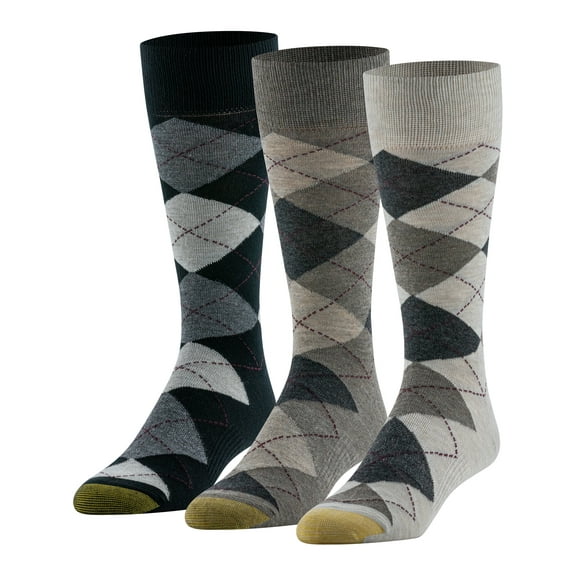 GOLDTOE Edition Mens Dress Argyle Crew Socks, 3-Pack