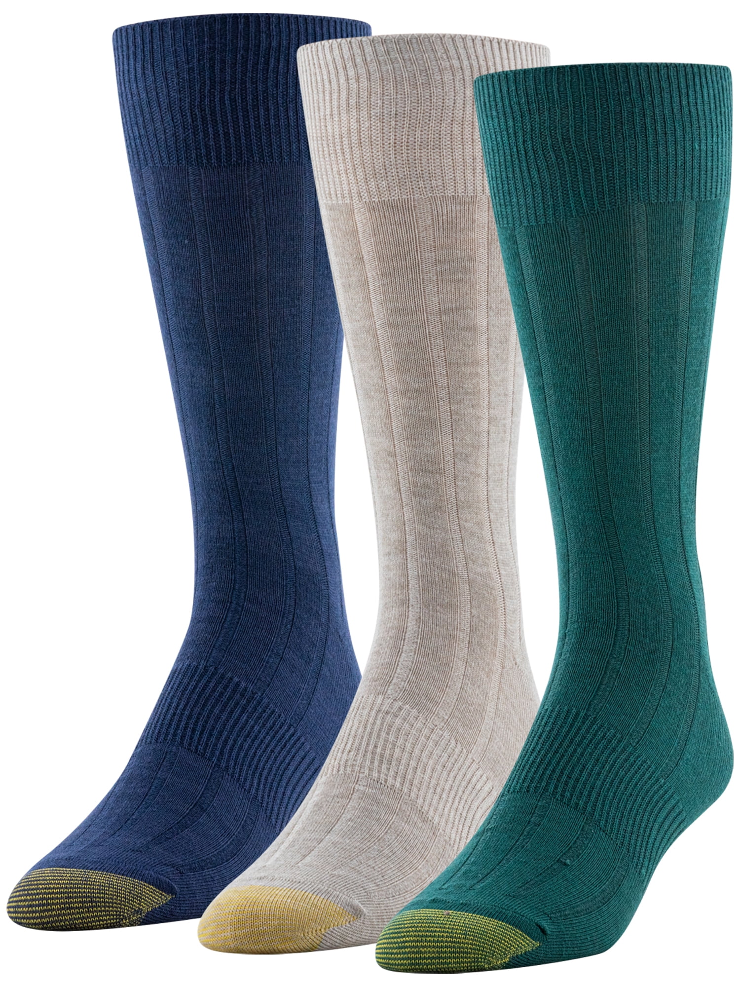 GOLDTOE Edition Mens Dress Rib Crew Socks, 3-Pack