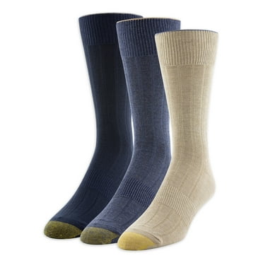 GOLDTOE Edition Mens Dress Rib Crew Socks, 3-Pack