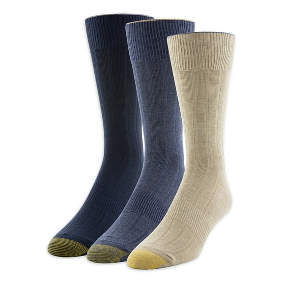 GOLDTOE Edition Mens Dress Rib Crew Socks, 3-Pack