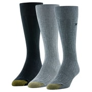 GOLDTOE Edition Mens Embroidered Classic Rib Crew Socks, 3-Pack
