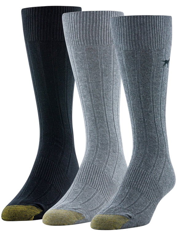 Edition Mens Embroidered Classic Rib Crew Socks, 3-Pack
