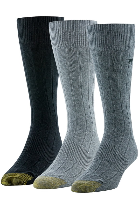Edition Mens Embroidered Classic Rib Crew Socks, 3-Pack