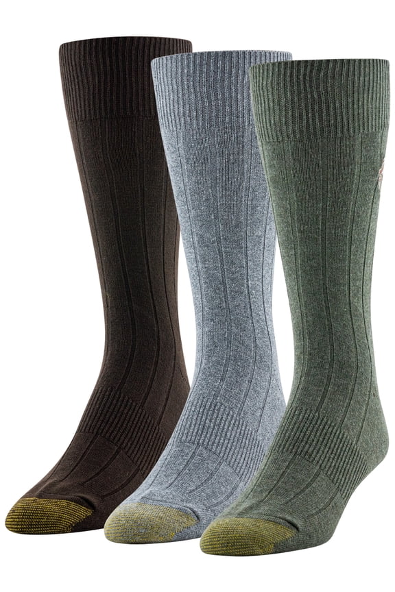 Edition Mens Embroidered Classic Rib Crew Socks, 3-Pack