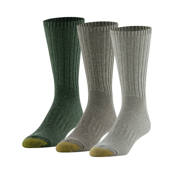 GOLDTOE Edition Mens Everyday Rib Crew Socks, 3-Pack