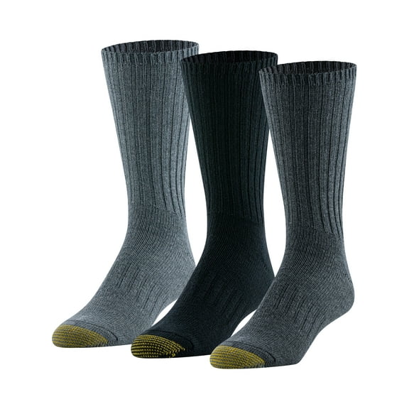 GOLDTOE Edition Mens Everyday Rib Crew Socks, 3-Pack