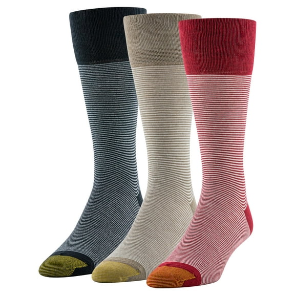 GOLDTOE Edition Mens Feeder Stripes Crew Socks, 3-Pack