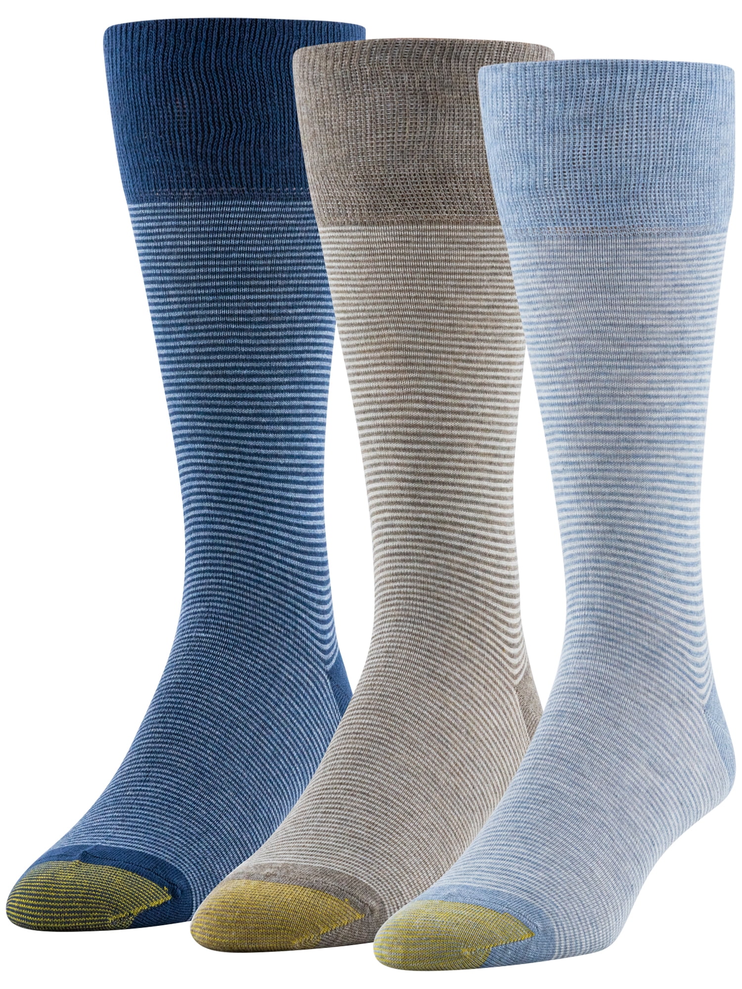 GOLDTOE Edition Mens Feeder Stripes Crew Socks, 3-Pack