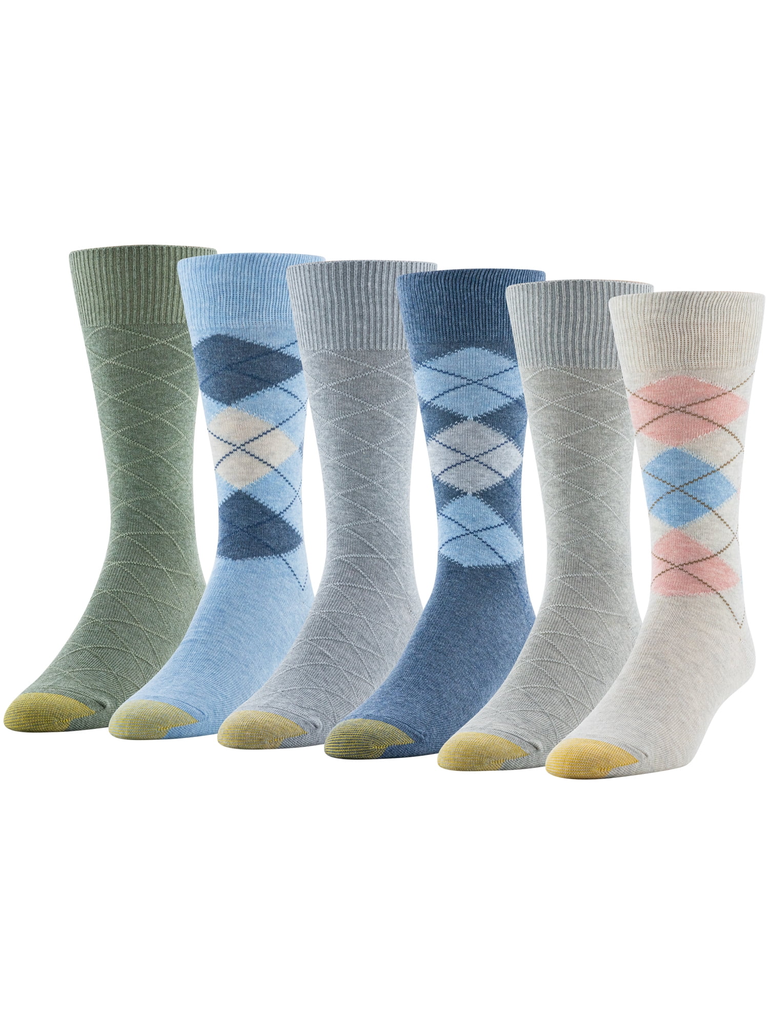 GOLDTOE Edition Mens Sun Washed Argyle Crew Socks, 6-Pack - Walmart.com