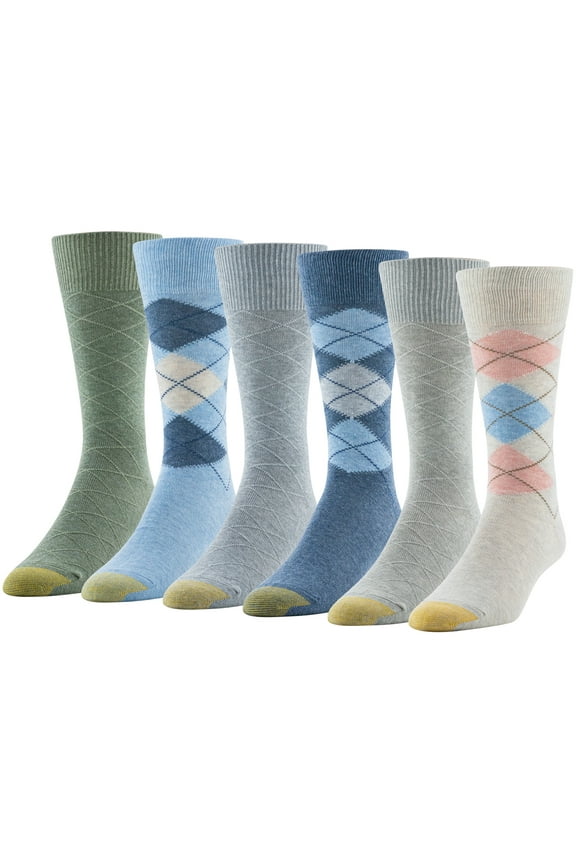 Edition Mens Sun Washed Argyle Crew Socks, 6-Pack