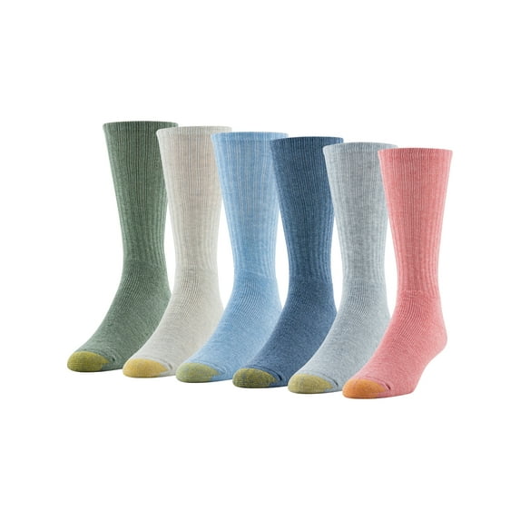 GOLDTOE Edition Mens Sun Washed Cushion Crew Socks, 6-Pack