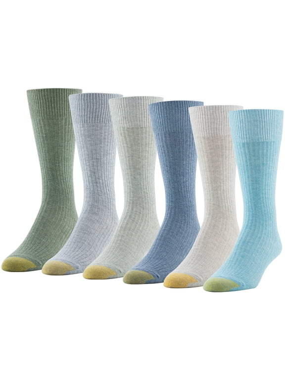Edition Mens Sun Washed Rib Dress Crew Socks, 6-Pack