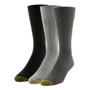 GOLDTOE Edition Mens Dress Rib Crew Socks, 3-Pack