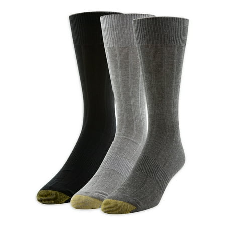 GOLDTOE Edition Mens Dress Rib Crew Socks, 3-Pack