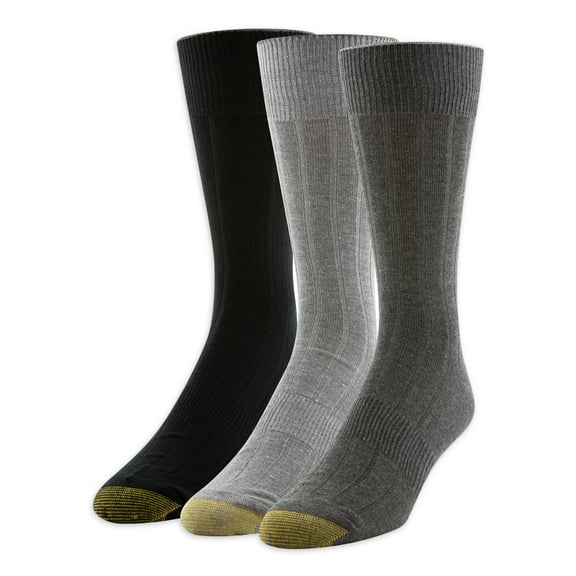 GOLDTOE Edition Mens Dress Rib Crew Socks, 3-Pack