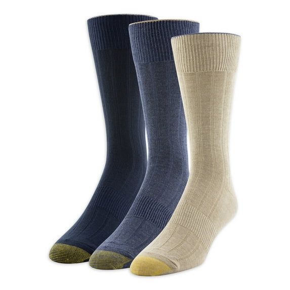 GOLDTOE Men's Comfortable Rib Crew Socks, (3-Pack)