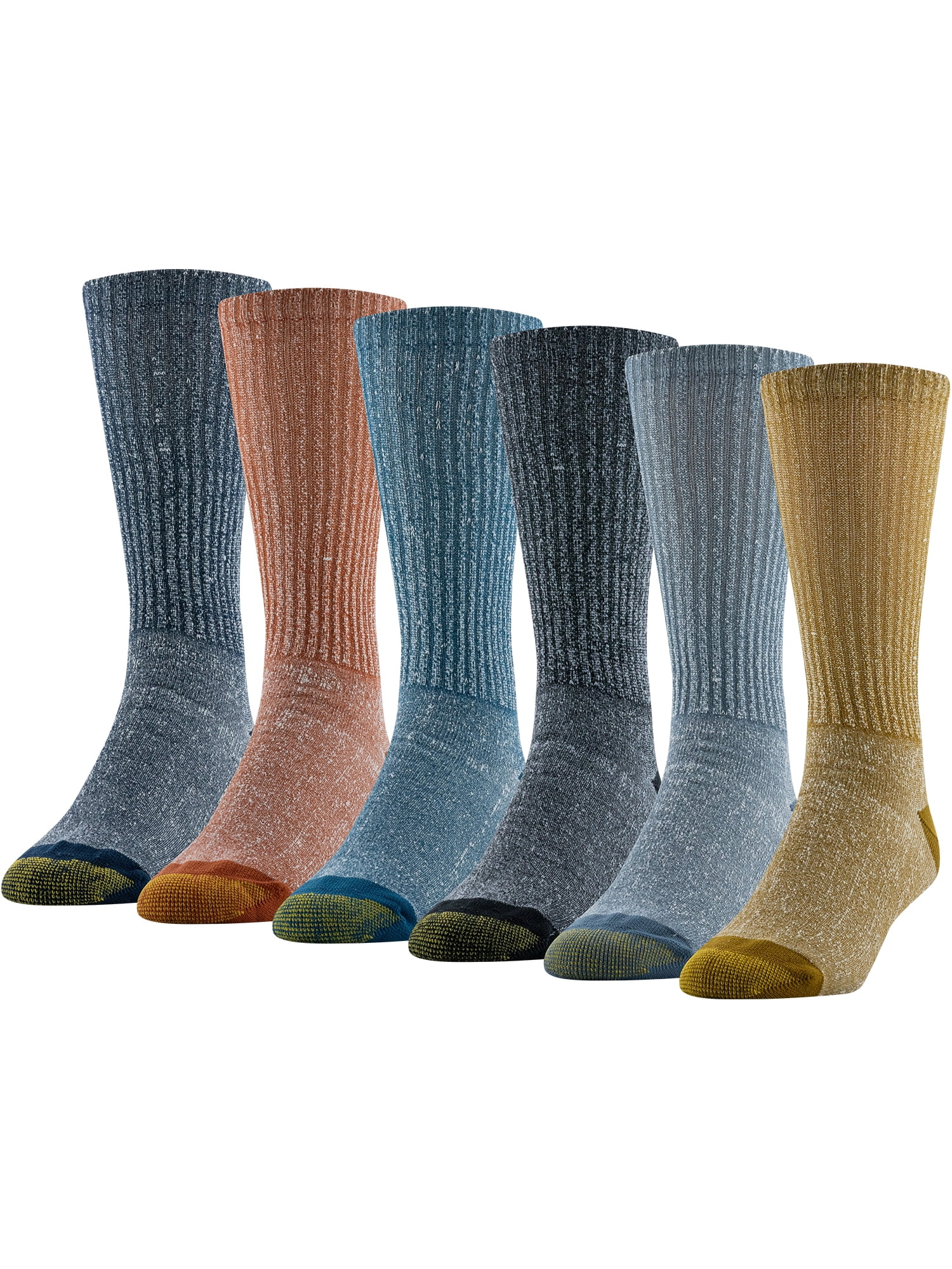 GOLDTOE Edition Mens Hiker Cushion Crew Socks, 6-Pack