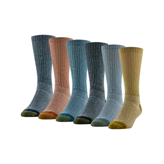 GOLDTOE Edition Mens Hiker Cushion Crew Socks, 6-Pack