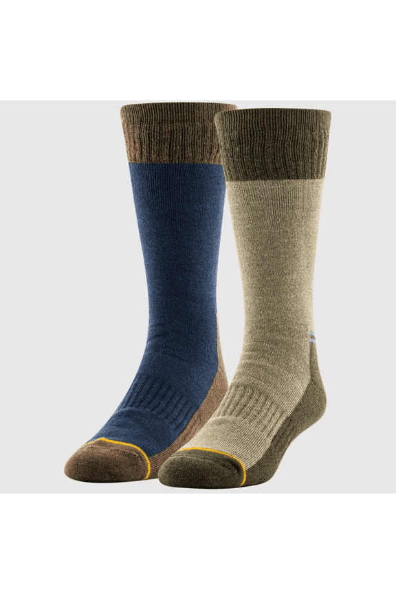 GOLDTOE Signature Collection Men's Brushed Lined Crew Socks - Green/Brown 6-12.5