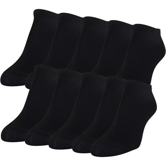 GOLDTOE Women's Cushion No Show Socks, 10-Pairs Medium Black