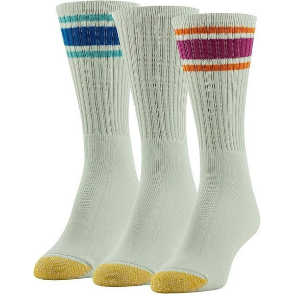 GOLDTOE Women's Ultra Tec Crew Socks, 3-Pairs, White/Fuchsia Assorted, Shoe Size: 6-9