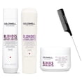 thumbnail image 1 of GOLDWELL Dualsenses Blondes and Highlights Anti-Yellow Shampoo, Conditioner, & 60sec Treatment TRIO Set (w/ Sleek Comb) Dual Senses Purple,Violet Gray Hair (10.1 oz + 10.1 oz + 6.7 oz TRIO KIT), 1 of 2