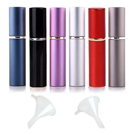 DE 6pcs 5ml Portable Mini Refillable Perfume Scent Aftershave Atomizer Empty Spray Bottle with 2 Funnel Filler for Travel Purse