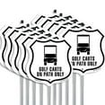 thumbnail image 1 of GOLF CARTS ON PATH ONLY (10 Pack) 12 inch X 12 inch Shield Shaped Commercial Grade Plastic Signs with Aluminum Mounting Stakes Weather Resistant Made in the USA, 1 of 8