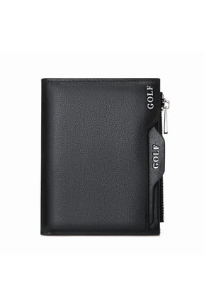 GOLF Men's Wallet Zip Double Layer Wallet Small Short Square Purse Orgnaizer Leather Pocket Money Coins Pouch Card Holder With