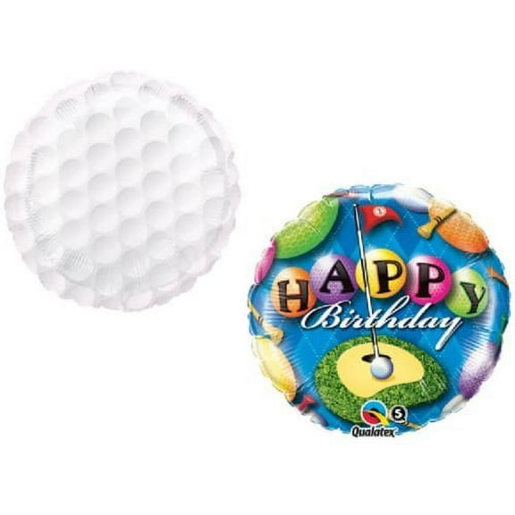 GOLF PGA Tees Ball White Colorful (2) 18" Happy Birthday Party Mylar Balloons