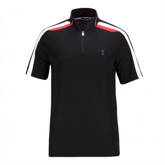 GOLFINO RED PERFORMANCE CONTRAST TROYER - Men's performance active wear / golf shirt (Black / 40 Medium large)