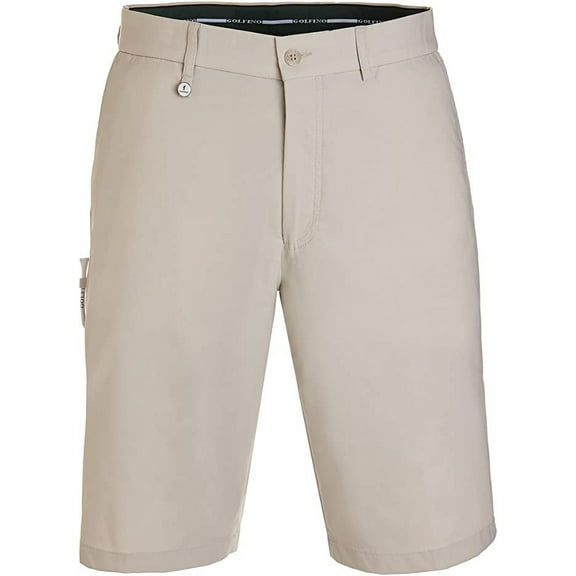 GOLFINO - Techno Stretch Bermuda - Men's Flat Front Sun Protection Golf Bermudas in Regular fit (40) Beige
