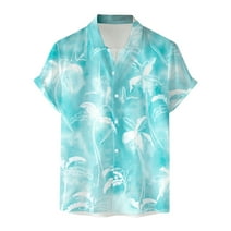 TENSUNNYD Men Hawaiian Shirts Coconut Tree Theme Short Sleeve Shirt ...