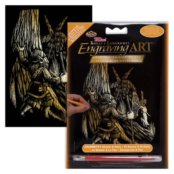 GOLMIN-101 | Engraving Art 5" x 7" Gnome Fairy Gold Foil Project