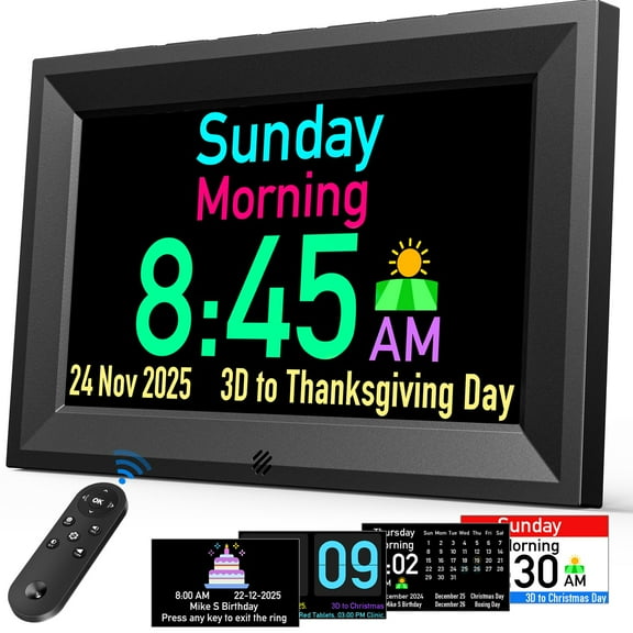 GOLOZA 7'' Digital Dementia Clock, Talking Clock with 10 Volumes, 6 Display with 10 Color Modes, Auto Dimmable, Alarms & Birthday & Holiday Reminders, 3 Pill Reminders Clocks for Seniors Y101