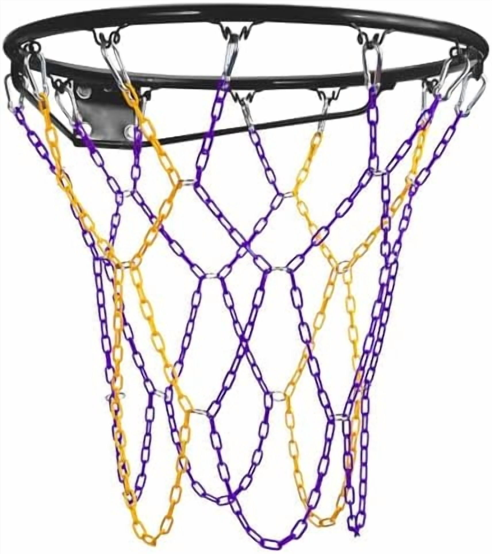 GOLRISEN Basketball net, Metal Chain Net Braided Permanent Rust Proof (12 Links), Quick Installation