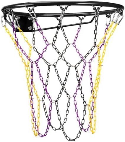 GOLRISEN Basketball net, Metal Chain Net Braided Permanent Rust Proof (12 Links), Quick Installation