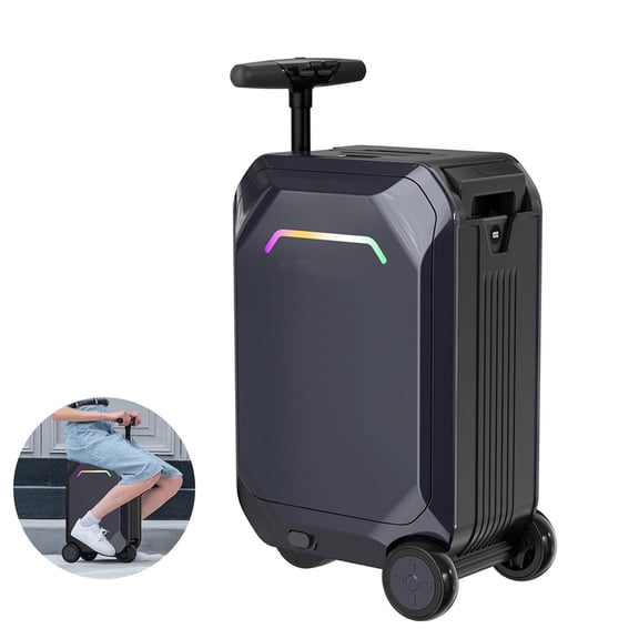 GOLUCKY 22" Smart Rideable Carry-On Luggage, Motorized Suitcase with App Control, TSA-Approved, Zipperless Hard Shell & Removable Battery for Air Travel, Gray