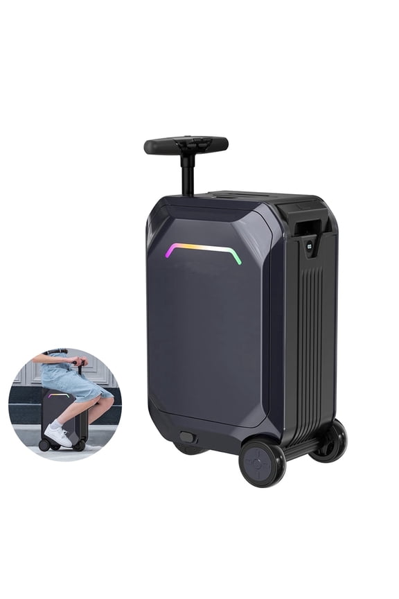 22" Smart Rideable Carry-On Luggage, Motorized Suitcase with App Control, TSA-Approved, Zipperless Hard Shell & Removable Battery for Air Travel, Gray