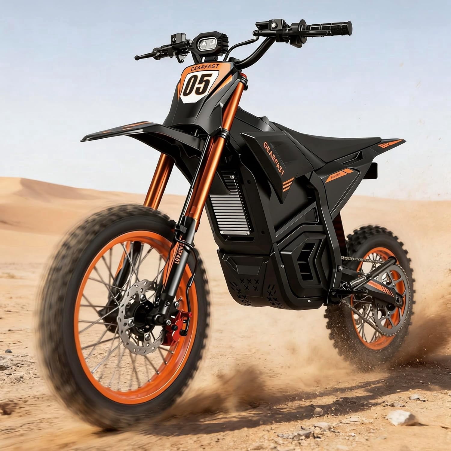 GOLUCKY Electric Dirt Bike, 3500W, 43MPH & 60 Miles, 48V/23.5AH Removable Battery, 14"/12" Tire, Hydraulic Brakes & Full Suspension, Mountain Off-Road E Dirt Bike