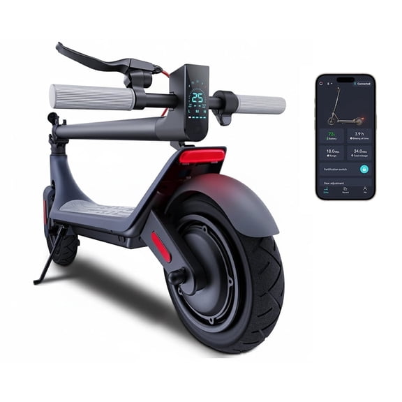 GOLUCKY Electric Scooter, 350W Powerful Motor, 10" Pneumatic Tires, 15MPH Speed, 19 Miles Long Range, Folding E-Scooter with Smart APP Control and Dual Braking for Teens and Adults