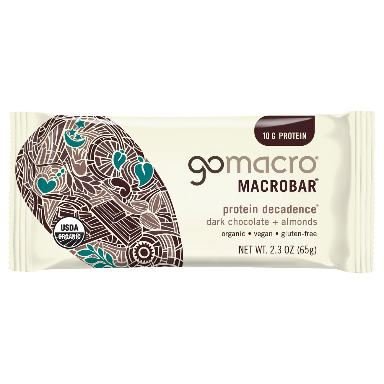 GOMACRO 10g Protein Macrobar -Dark Chocolate Almond, 2.3 oz (Package May Vary)