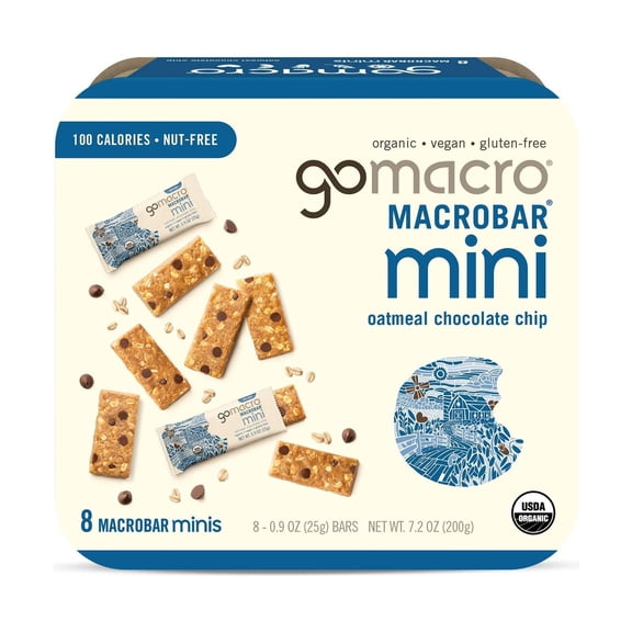 GOMACRO Organic Oatmeal Choc AIF4Chip Macrobar Minis 8 Count, 7.2 OZ