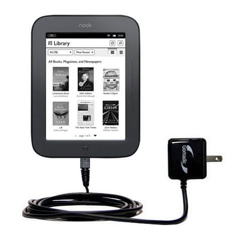 GOMADIC INTELLIGENT COMPACT AC HOME WALL CHARGER SUITABLE FOR THE BARNES AND NOBLE NOOK TOUCH READER - HIGH OUTPUT POWER WITH A CONVENIENT, FOLDABLE PLUG DESIGN - USES TIPEXCHANGE TECHNOLOGY