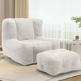 thumbnail image 1 of GOMAFO Bean Bag Chair with Footstool, Light Gray Lazy Sofa Chair for Adult, Comfy Couch for Living Room, Bedroom, Apartment, 1 of 11