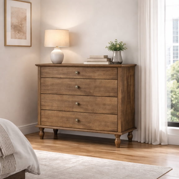 GOMYHOME 39" Mid-Century Fluted Sideboard Storage Cabinet, Walnut Brown